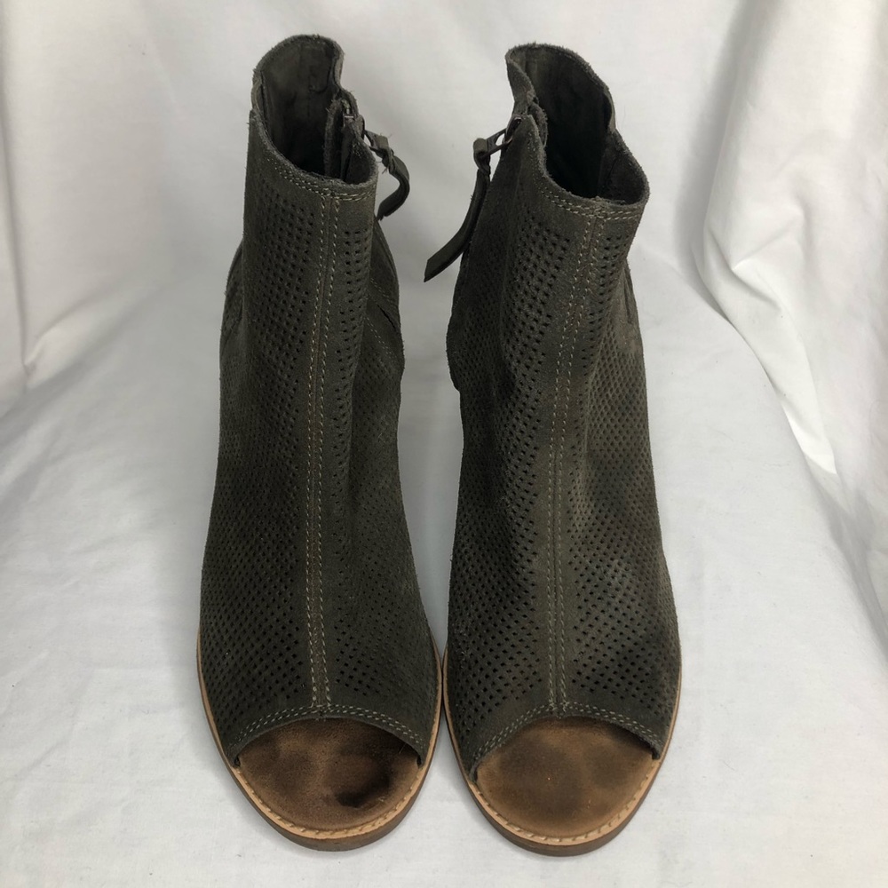 Toms Open Toe Olive Green Bootie